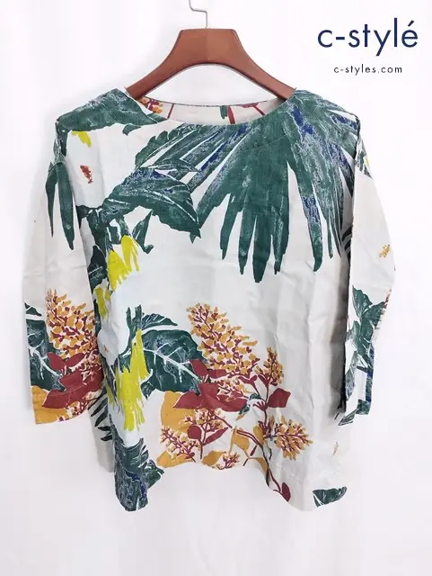 45R フォーティファイブアール リネン ブラウス 0 総柄 アロハ柄 カットソー レディース