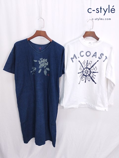 45R フォーティファイブアール ワンピース 1 インディゴ 裏毛deロープロゴの908Tシャツ 2 ホワイト