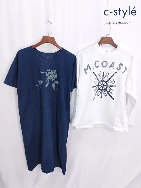 45R フォーティファイブアール ワンピース 1 インディゴ 裏毛deロープロゴの908Tシャツ 2 ホワイト