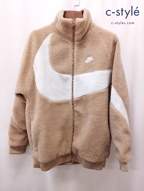 NIKE ナイキ VM SWOOSH FULLZIP JACKET L ベージュ ボア フリース リバーシブル ジャケット BQ6546-200