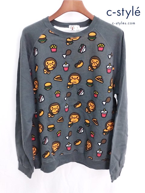A BATHING APE アベイシングエイプ スウェット L グレー系 トレーナー 綿100％ BABY MILO