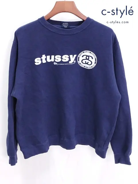 STUSSY 90ｓ スウェット L ネイビー トレーナー ロゴ 紺タグ Shawn Stussy ショーン・ステューシー