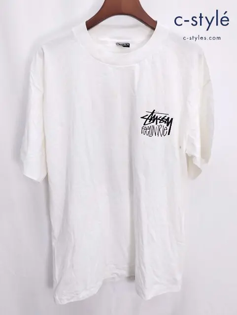 STUSSY ステューシー Tシャツ 半袖 XL ホワイト GANTBREAK JAHRYDIM プリント 黒タグ OLD クルーネック