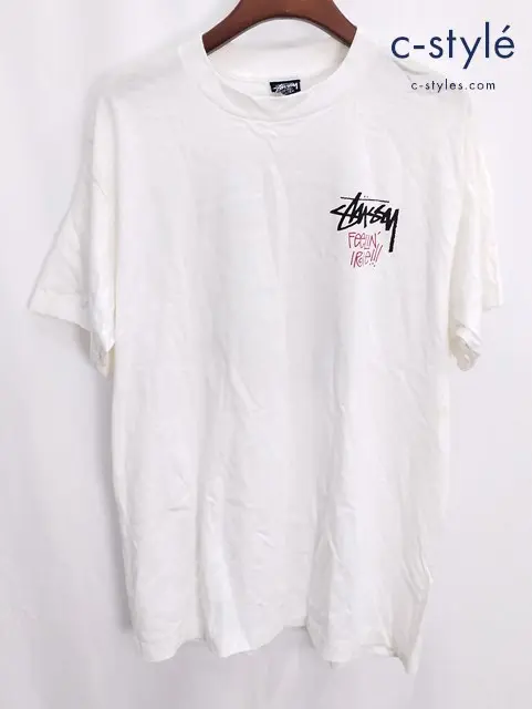 STUSSY ステューシー Tシャツ 半袖 グレー FEELIN IRIE プリント 黒タグ OLD オールド クルーネック