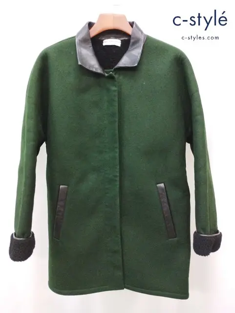 BALENCIAGA バレンシアガ メルトンコート 36 グリーン レディース