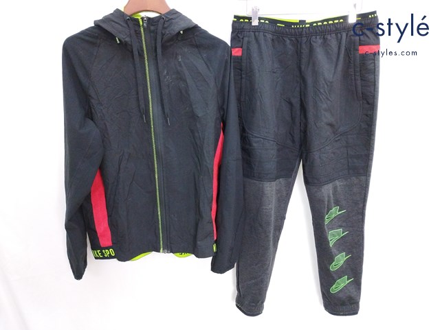 NIKE ナイキ ナイロンジャージセットアップ L ブラック ジャケット パンツ 上下セット