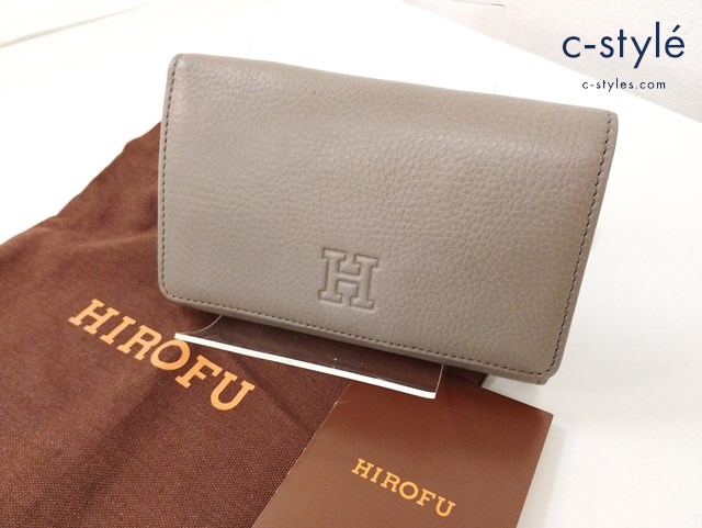 HIROFU ヒロフ 二つ折り財布 ベージュ 革