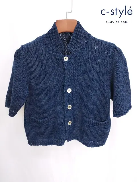 45R フォーティーファイブアール ニットカーディガン 3 ネイビー コットン レディース