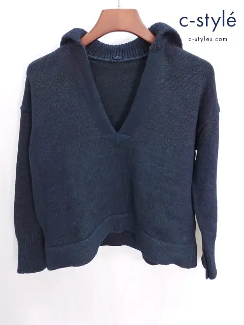 45R フォーティーファイブアール ニット 0 ネイビー Vネック レディース