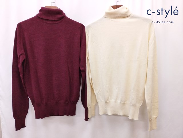 JOHN SMEDLEY ジョンスメドレー セーター 長袖 ニット M クリーム系 レッド系