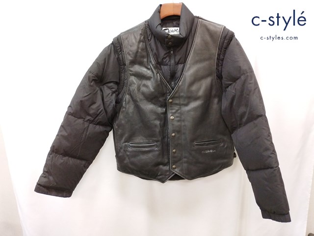 SCHOTT ショット レザー切り替えダウンジャケット 40 ブラック AT126 革ジャン レザージャケット