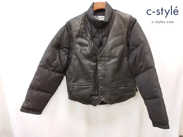 SCHOTT ショット レザー切り替えダウンジャケット 40 ブラック AT126 革ジャン レザージャケット