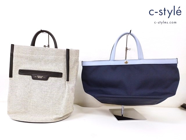 TOPKAPI トプカピ ２WAYバッグ トートバッグ グレー系 ネイビー キャンバス