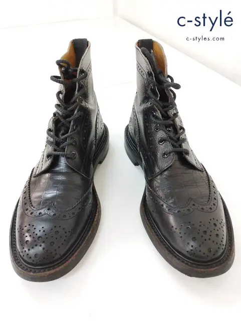 Tricker’s×Paul Smith レースアップウィングチップブーツ 8.5 ブラック 851003 シューキーパー付き