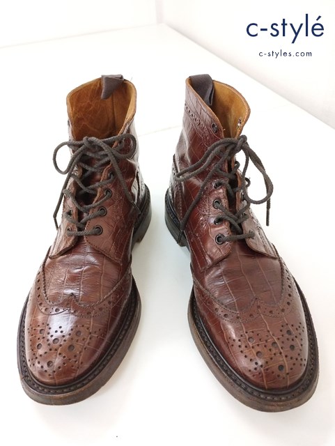 Tricker’s×Paul Smith レースアップウィングチップブーツ 8.5 ブラウン系 850623
