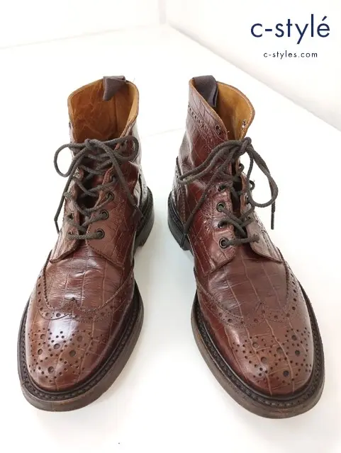 Tricker’s×Paul Smith レースアップウィングチップブーツ 8.5 ブラウン系 850623