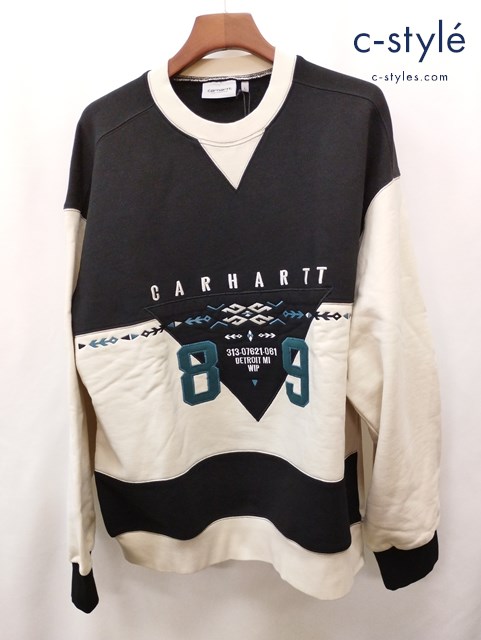 carhartt カーハート サンタフェスウェットシャツ L ブラック×ホワイト I031791-23S クルーネック