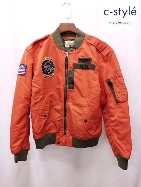 Polo Ralph Lauren ポロラルフローレン POLO DENIM & SUPPLY L-2 フライトジャケット M オレンジ×カーキ