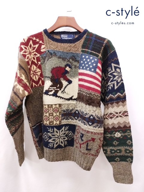 Polo Ralph Lauren ポロラルフローレン クルーネックセーター ニット L マルチカラー