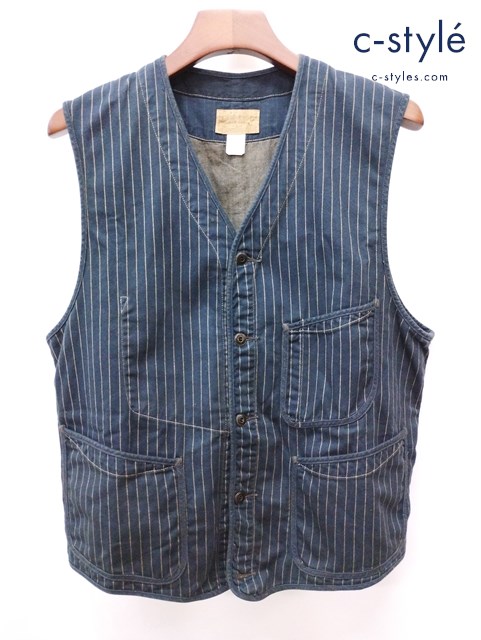 RRL ダブルアールエル ラルフローレン ベスト L ネイビー 7259976EYWV ストライプ 綿100％