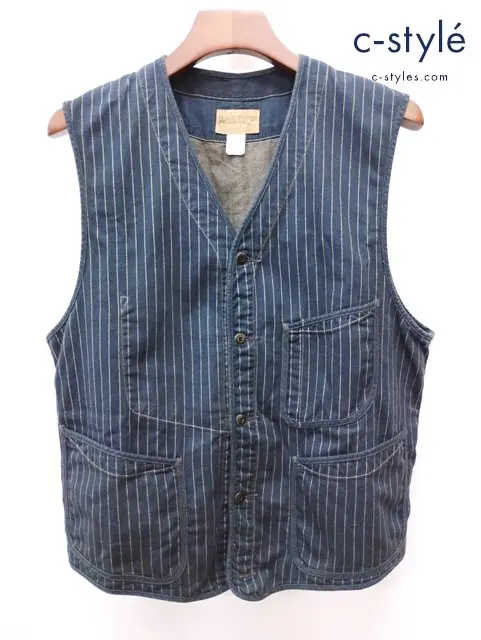 RRL ダブルアールエル ラルフローレン ベスト L ネイビー 7259976EYWV ストライプ 綿100％