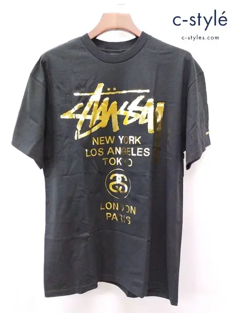 STUSSY ステューシー WORLD TOUR Tシャツ L ブラック 綿100％