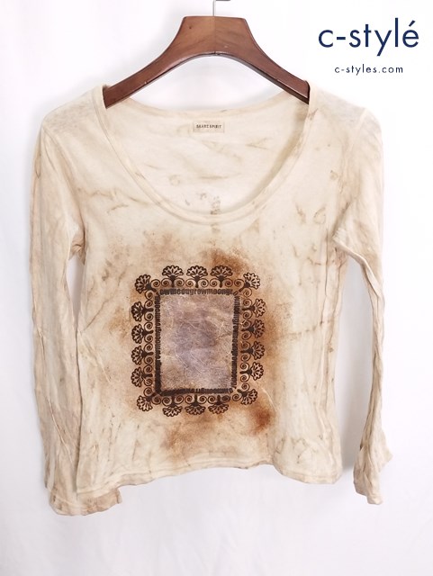 SHARE SPIRIT シェアスピリット L/S プリントTシャツ 36 ベージュ系 KS442 レディース