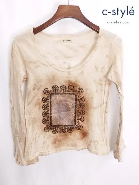 SHARE SPIRIT シェアスピリット L/S プリントTシャツ 36 ベージュ系 KS442 レディース