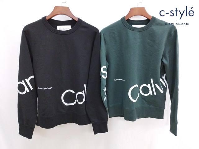 Calvin Klein Jeans トレーナー スウェットM ブラック S グリーン系 J324319