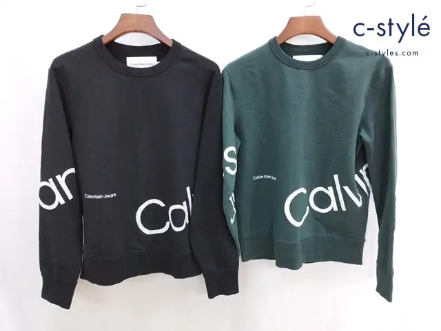 Calvin Klein Jeans トレーナー スウェットM ブラック S グリーン系 J324319