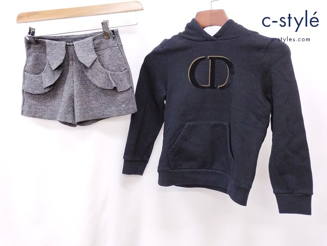 Christian Dior クリスチャンディオール パーカー 8 ブラック パンツ 5 シルバー系 柄 キッズ 女の子