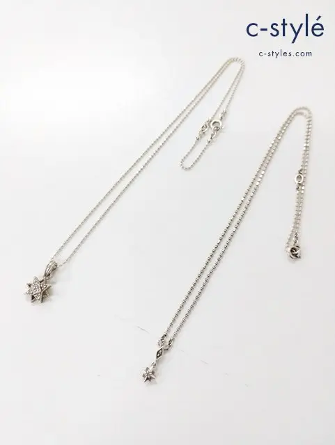 agete アガット ダイヤ付きシルバーネックレス シルバー 925 レディース