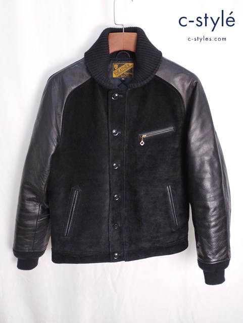 Y’2 LEATHER ワイツーレザー レザー切替ファラオジャケット 40 ブラック