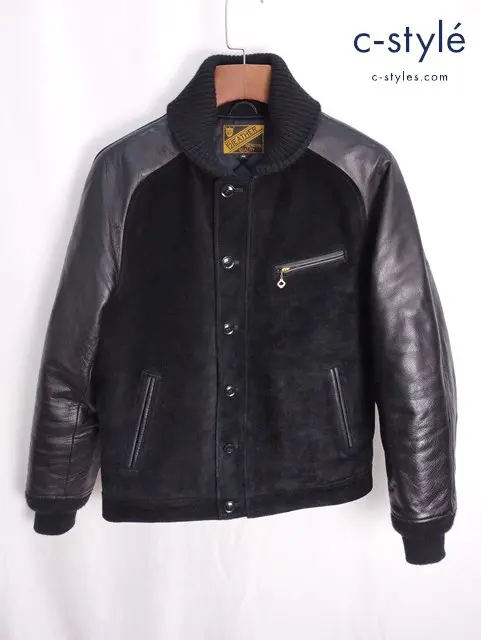 Y’2 LEATHER ワイツーレザー レザー切替ファラオジャケット 40 ブラック