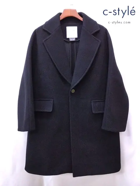 FUMITO GANRYU フミトガンリュウ 1 ブラック チェスターコート (FU10-CO-01) ウール100％