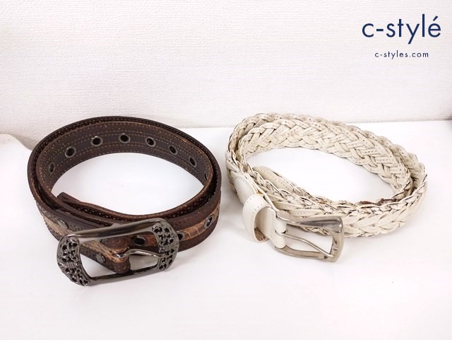 TORNADO MART トルネードマート ベルト F ホワイト系 編みベルト ブラウン系