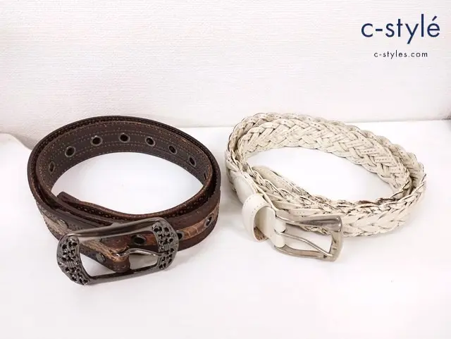 TORNADO MART トルネードマート ベルト F ホワイト系 編みベルト ブラウン系