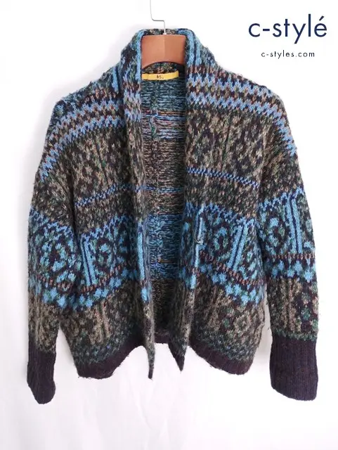 45RPM フォーティーファイブアールピーエム ニットカーディガン 3 ブラウン×ブルー系 柄 レディース