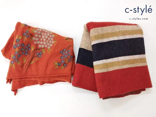 45RPM フォーティーファイブアールピーエム マフラー ベージュ系 ボーダー柄 橙系 レディース