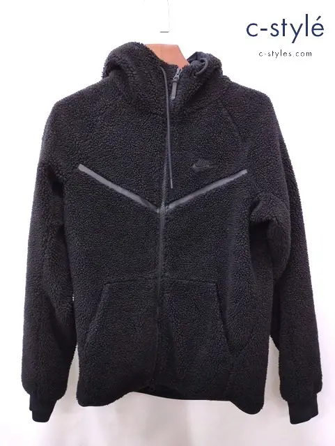 NIKE ナイキ シェルパボアフリースジャケット M ブラック ブルゾン フード ジップアップ CJ4536-010