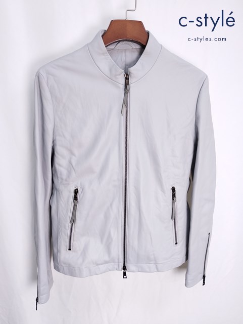 EPOCA UOMO エポカウォモ シングルライダースレザージャケット 44 グレー M1F92-169-04 レディース