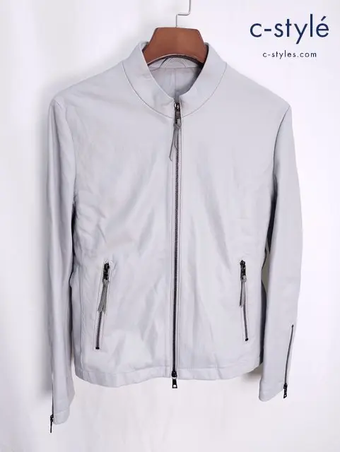 EPOCA UOMO エポカウォモ シングルライダースレザージャケット 44 グレー M1F92-169-04 レディース