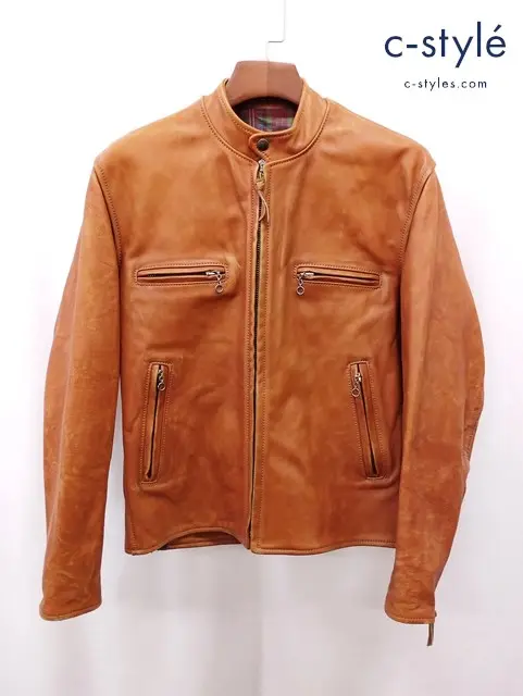 Aero Leather エアロレザー シングルライダースレザージャケット 38 キャメル