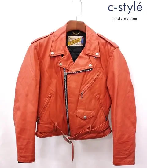 Schott ショット ダブルライダースレザージャケット 40 オレンジ