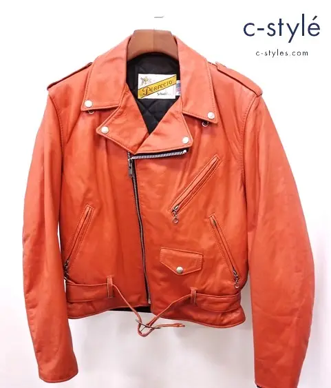 Schott ショット ダブルライダースレザージャケット 38 オレンジ