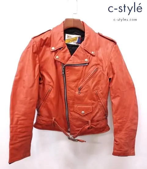 Schott ショット ダブルライダースレザージャケット 36 オレンジ