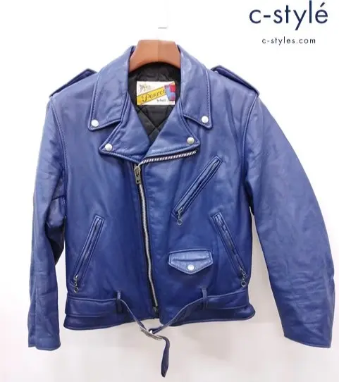 Schott ショット ダブルライダースレザージャケット 38 ブルー