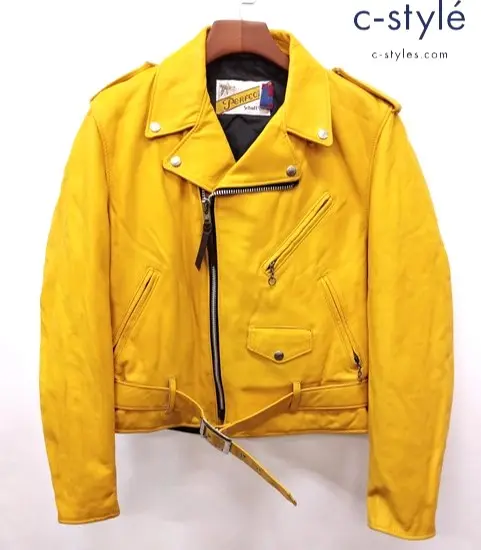 Schott ショット ダブルライダースレザージャケット 38 イエロー
