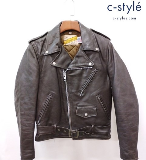 Schott ショット ダブルライダースレザージャケット 38 ブラウン