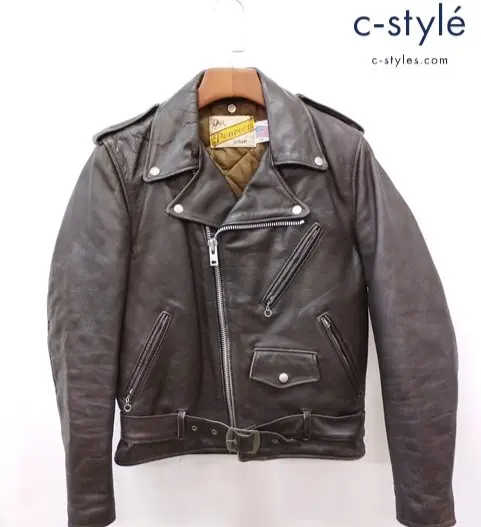 Schott ショット ダブルライダースレザージャケット 38 ブラウン